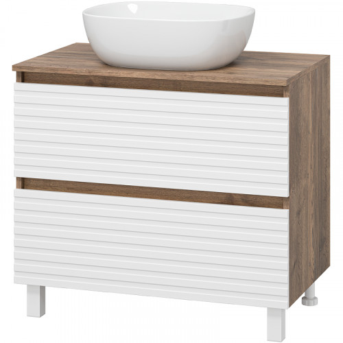 Тумба под раковину Brevita Dakota 80 DAK-07080-19/01-2Я Белая матовая Дуб Галифакс олово МДФ / ЛДСП