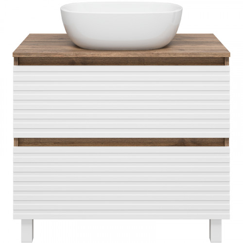 Тумба под раковину Brevita Dakota 80 DAK-07080-19/01-2Я Белая матовая Дуб Галифакс олово МДФ / ЛДСП