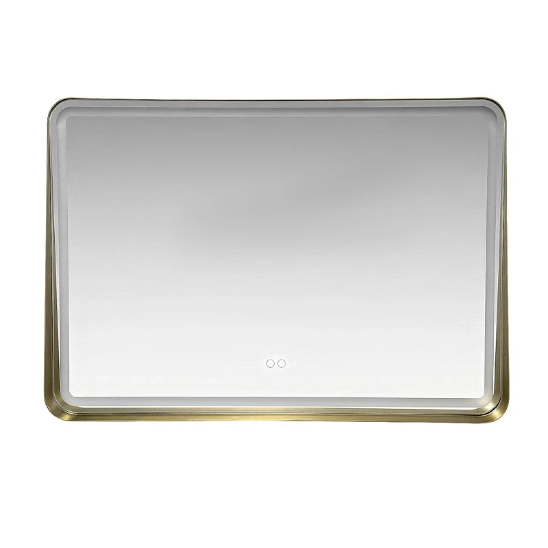 Зеркало Azario Энтони 100 АZ-LED012925 с подсветкой цвет Золото матовое с сенсорным выключателем и подогревом