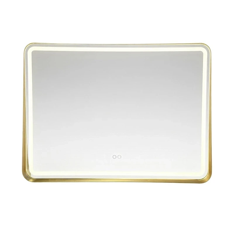 Зеркало Azario Энтони 100 АZ-LED012925 с подсветкой цвет Золото матовое с сенсорным выключателем и подогревом