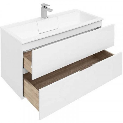 Тумба под раковину Aquanet Алвита 100 235341 подвесная Белая МДФ / ЛДСП