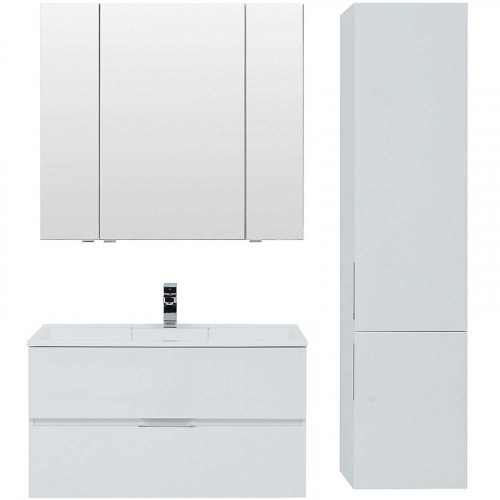 Тумба под раковину Aquanet Алвита 100 235341 подвесная Белая МДФ / ЛДСП