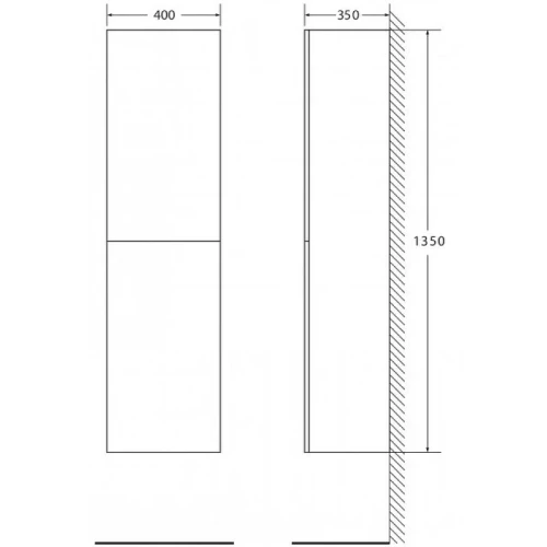 Шкаф пенал BelBagno Luce 40 LUCE-1350-2A-SC-SCM подвесной Stucco Cemento МДФ / ЛДСП