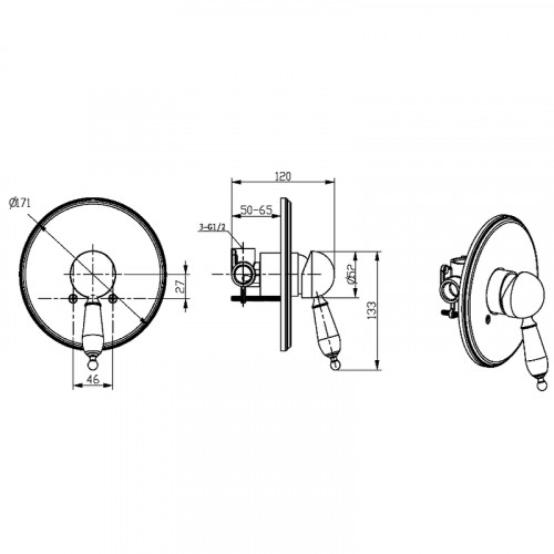 Смеситель для душа Boheme Tradizionale Oro 285 Золото латунь встраиваемый