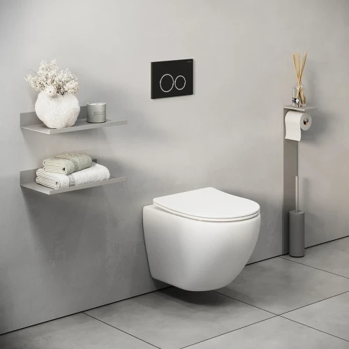 Унитаз с инсталляцией Grossman Galaxy 97.4455S.01.210 цвет Белый с сиденьем Микролифт с клавишей смыва цвет Черный