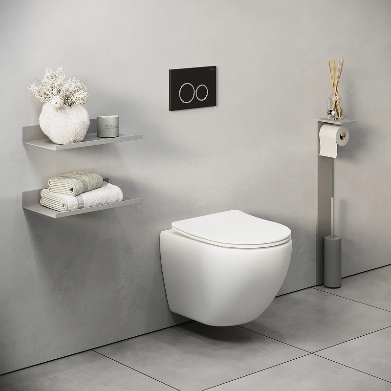 Унитаз с инсталляцией Grossman Galaxy 97.4455S.01.210 цвет Белый с сиденьем Микролифт с клавишей смыва цвет Черный
