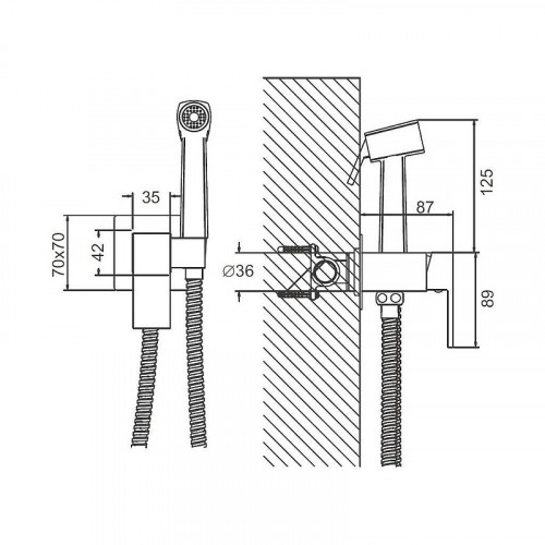 Гигиенический душ со смесителем Maretti Umbria-GM UMG30RV72 цвет Оружейная сталь