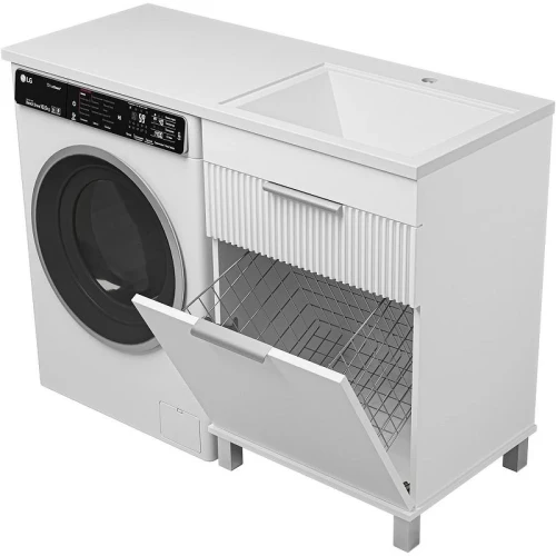 Тумба с раковиной Brevita Enfida 120 R УТ000024653 с бельевой корзиной Белая матовая