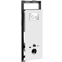 Инсталляция WasserKRAFT Salm 27TLT.010.ME.WH.BN02 для унитаза Белое стекло с клавишей смыва Никель