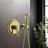 Гигиенический душ со смесителем Aquatek Классик AQ1519PG Полированное золото латунь встраиваемый