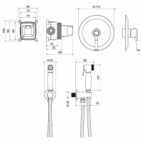 Гигиенический душ со смесителем Aquatek Классик AQ1519PG Полированное золото латунь встраиваемый