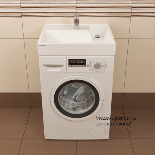 Раковина СанТа Юпитер 60 900117 на стиральную машину Белая искусственный камень (литьевой мрамор) на стиральную машину