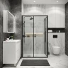 Душевой уголок Grossman Cosmo 120x100 L 120.K33.02.1210.21.02 профиль Черный матовый стекло шиншилла