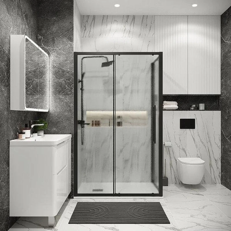 Душевой уголок Grossman Cosmo 120x100 L 120.K33.02.1210.21.02 профиль Черный матовый стекло шиншилла