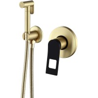 Гигиенический душ со смесителем Bronze de Luxe Element EL28GB Матовое золото Черный латунь на стену