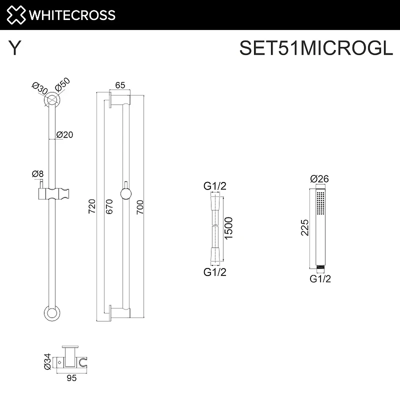 Душевой гарнитур Whitecross SET51MICROGL цвет Золото