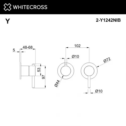 Смеситель для душа Whitecross Y brushed nickel 2-Y1242NIB цвет Никель брашированный