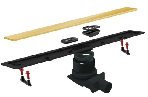 Душевой лоток Pestan Confluo Frameless Line 550 13701221 с двухсторонней решеткой Золото глянцевый / полая под плитку