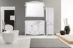 Зеркало ASB-Woodline Салерно 105 9692 со светильниками Белое с патиной Серебро массив дерева, стекло