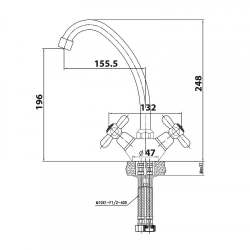 Смеситель для кухни Kaiser Carlson 11022 Хром латунь