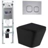 Комплект унитаза с инсталляцией WeltWasser AMBERG 350 ST + GELBACH 043 MT-BL + AMBERG RD-CR 10000011971 цвет Черный матовый с сиденьем Микролифт и клавишей смыва цвет Хром