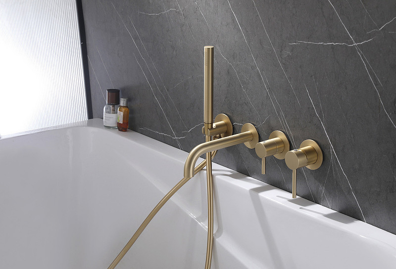 Смеситель для ванны Abber Wasser Kreis AF8130G Золото матовое латунь встраиваемый