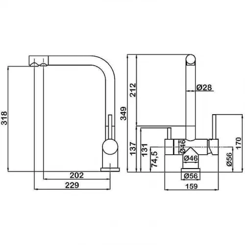Смеситель для кухни Swedbe Selene Plus K8144BK с фильтром Черный матовый