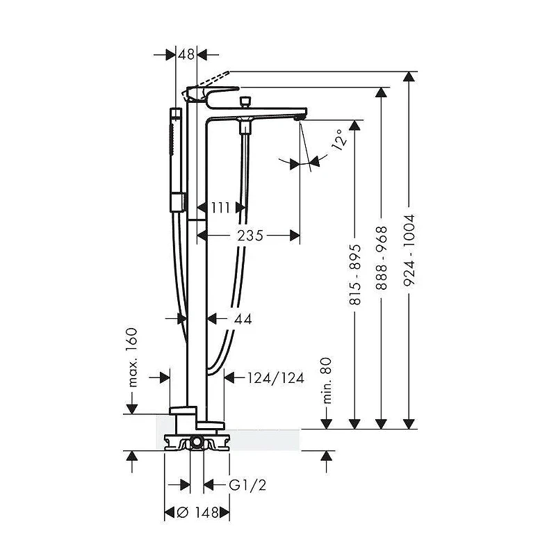 Смеситель для ванны Hansgrohe Metropol 32532700S цвет Белый матовый