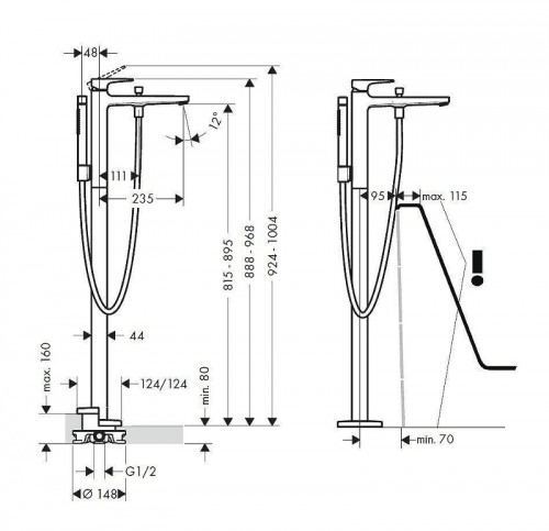 Смеситель для ванны Hansgrohe Metropol 32532700S цвет Белый матовый