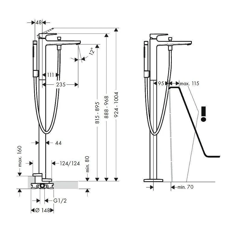 Смеситель для ванны Hansgrohe Metropol 32532700S цвет Белый матовый