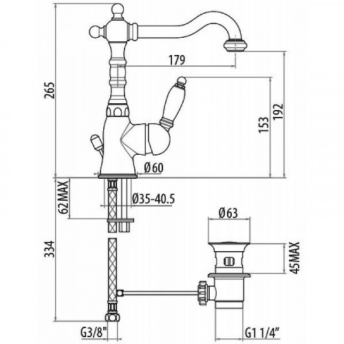 Смеситель для раковины Gattoni Orta 2741/27V0 OLD Бронза латунь