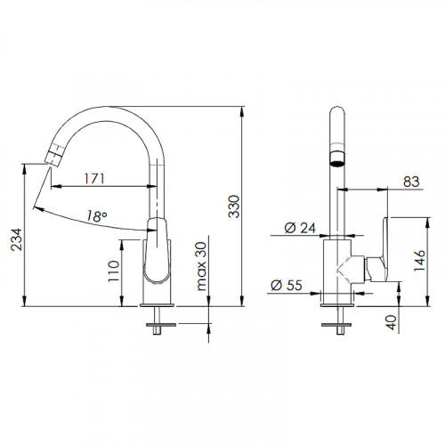Смеситель для кухни Remer Vanity V72 Хром