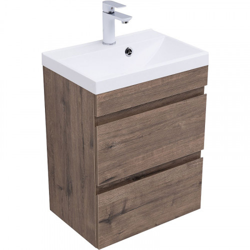 Тумба под раковину Aquanet Нота New 50 334190 подвесная Дуб веллингтон табак МДФ / ЛДСП