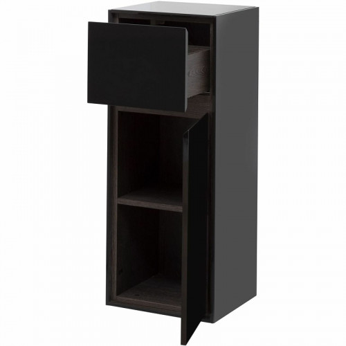 Шкаф пенал Aquanet Милан 35 306376 подвесной Черный глянец МДФ / ЛДСП