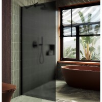 Душевая перегородка Maybah Glass MGD-682-6ш 1090x1950 в широком профиле Черный стекло графитовое матовое