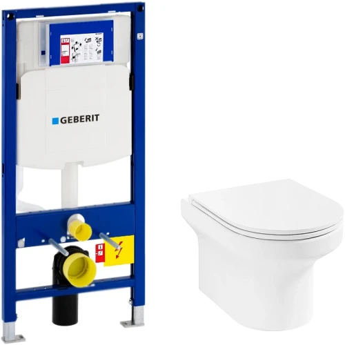 Комплект унитаза Jacob Delafon Elite EDX114RU-00 с инсталляцией Geberit Duofix Sigma UP320 111.300.00.5 с сиденьем Микролифт фарфор подвесной