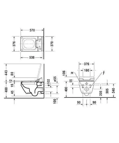 Унитаз подвесной Duravit Vero 2525590000 цвет Белый без сиденья