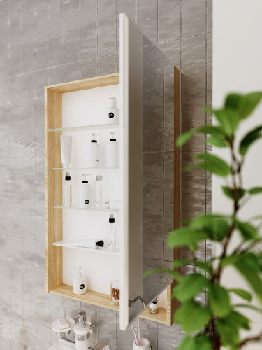 Зеркальный шкаф 1MarKa Mira 60 У84861 Дуб сонома МДФ / ЛДСП, стекло