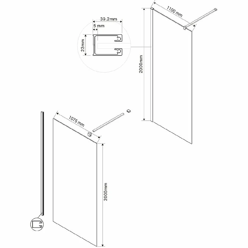 Душевая перегородка Vincea Walk-In 110 VSW-1H110CG профиль Хром стекло тонированное