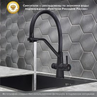 Смеситель для кухни Ростовская Мануфактура Сантехники SUS127TBL-016F-015 Черный нержавеющая сталь