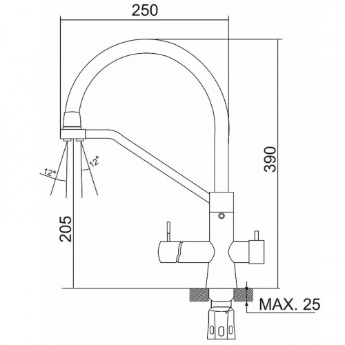 Смеситель для кухни Ростовская Мануфактура Сантехники SUS127TBL-016F-015 Черный нержавеющая сталь