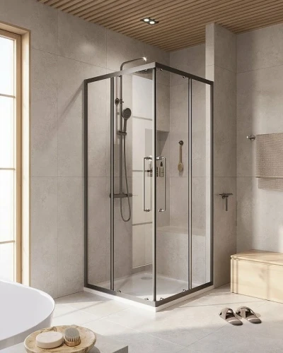 Душевой уголок Cezares Relax-304 90x90 RELAX-304-A-2-90-C-GM профиль Оружейная сталь стекло прозрачное