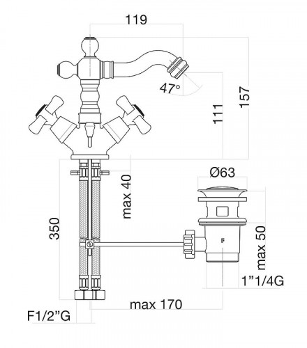 Смеситель для биде Fiore Margot 26ZZ0635 цвет Бронза