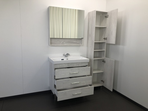 Зеркальный шкаф Comforty Никосия 80 00004138838 Дуб белый МДФ / ЛДСП, стекло