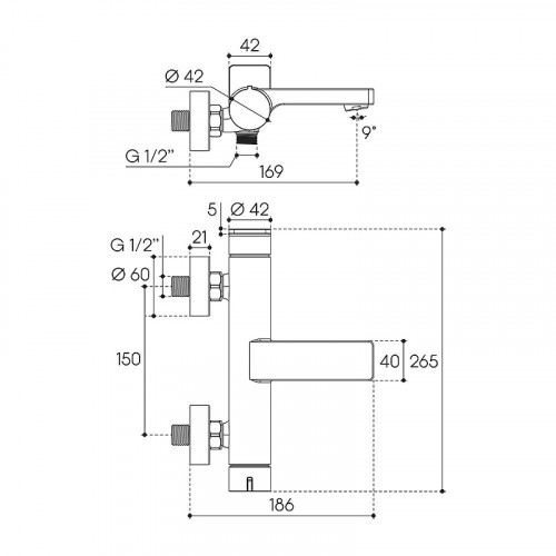 Смеситель для ванны Aqueduto Geomerico GEO0650 цвет Шлифованное золото