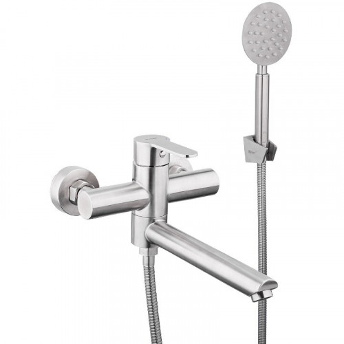 Смеситель для ванны Frap H801 F32801 универсальный Сатин нержавеющая сталь на стену