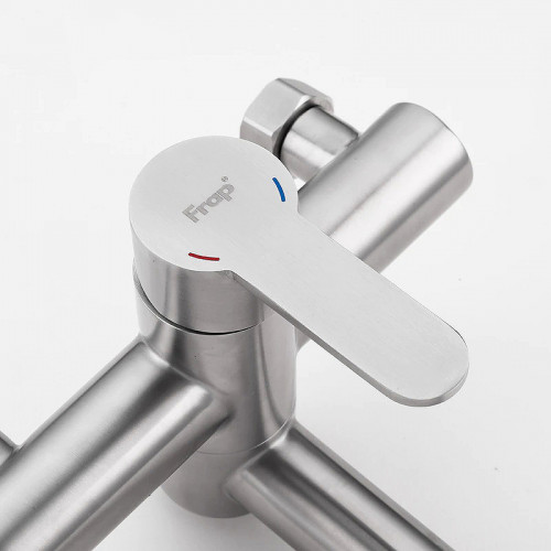 Смеситель для ванны Frap H801 F32801 универсальный Сатин нержавеющая сталь на стену