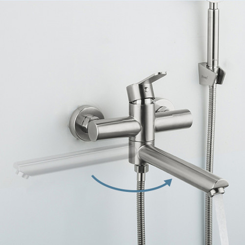 Смеситель для ванны Frap H801 F32801 универсальный Сатин нержавеющая сталь на стену