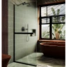 Душевая перегородка Maybah Glass MGD-737-6у 890x1950 в узком профиле Черный стекло сатиновое