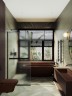 Душевая перегородка Maybah Glass MGD-737-6у 890x1950 в узком профиле Черный стекло сатиновое